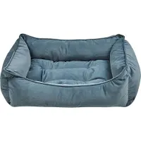 Beliani Tierbett Blau Samtstoff Hundekissen aus Polyester 70 x 60 cm für Hunde, sowie Katzen Wohnzimmer Flur Schlafzimmer Rechteckig Kuschelig Modern