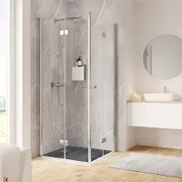 Schulte Eckeinstieg mit Drehfalttür Garant 2.0 ExpressPlus 90 x 90 x 200 cm Profil chrom Klarglas schmutzabweisende Glas
