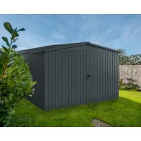 Hörmann Ecostar, Metall-Gerätehaus "Euroline Trend" mit Satteldach ESD 14, anthrazitgrau, 310 x 310 cm, 2-flüglige Tür