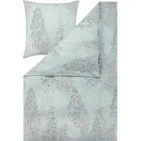 Estella Samt + Seide Flanell Bettwäsche 155x220 Merano eisblau Blätter 5475-614