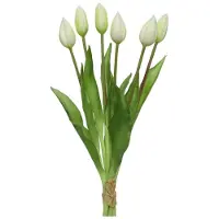 Décoris Künstlicher Tulpenstrauß 10x40cm Kunstblumen Tulpen Blumenstrauß Dekoblumen Blumendeko Stielblumen Blumen Deko Blumenschmuck Weiß