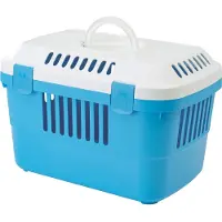 Nobby Discovery 1, Fester Transportbox, Zwinger-Haustiertransportbox, Hund, Frontlader, Blau, Weiß, Einfarbig