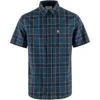 Fjällräven Hemd Övik Travel Shirt SS Herren Indigo Blue / Dark Navy-XXL