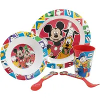 Tinisu Micky Maus Plastik Geschirr Set 5-Teile Kunststoffset für Kinder