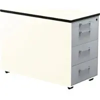 Mauser Schubladencontainer auf Rollen, 573x800mm, 3 Schubl., reinweiß/alusilber/weiß
