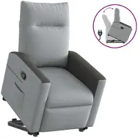 vidaXL Relaxsessel mit Aufstehhilfe Hellgrau Stoff