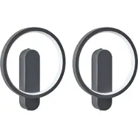 Beliani LED Wandlampen 2er Set Schwarz aus Aluminium Metall Rund Modernes Design Spiegellampen Wandleuchten Badezimmer Wohnzimmer Schlafzimmer Flur
