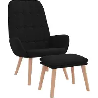 vidaXL Relaxsessel mit Hocker Schwarz Stoff