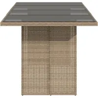 vidaXL Gartentisch mit Glasplatte Beige 190x80x74 cm Poly Rattan