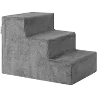 Juskys Holztreppe für Haustiere Timmy - Grau - 46 x 36 x 34 cm