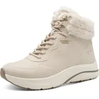 Tamaris Damen Stiefelette Plateausohle Fellbesatz DuoTex 1-26278-45, Größe:40 EU, Farbe:Beige