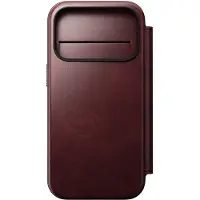 Nomad Apple iPhone 17 Pro Hülle - Echtes Leder - - Klapphülle - Dunkelrot