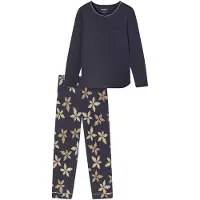 Schiesser Pyjama Damen Jersey grau bedruckt, 36 711131-0005-00360