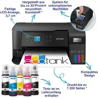 Epson EcoTank ET-2840, Tintenstrahl, Farbdruck, 4800 x 1200 DPI, A4, Direktdruck, Schwarz