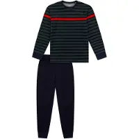 Schiesser Pyjama Jungen Jersey grün gestreift, 140 774154-0002-01400