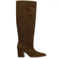 Manfield Taupefarbene Veloursleder-Stiefel mit Absatz | Größe 38