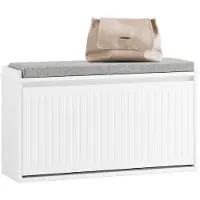 SoBuy Schuhschrank mit Sitzpolster und Klappe - Weiß - 80x45x26 cm - Moderne MDF-Schuhbank