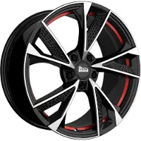 MAM Babyartikel GmbH 16 Zoll Alufelge MAM WHEELS RS6 16"x7.00" 5x114.3 PCD ET38 72.6mm Felge Schwarz Rot Frontpoliert