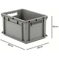 Ssi Kasten im EURO-Maß EF 4220, L 400 x B 300 x H 220 mm, Inhalt 20,4 l, Tragkraft 15 kg, stapelbar, Polypropylen, grau