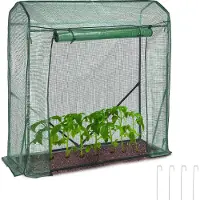 Relaxdays Tomaten Gewächshaus, HBT: 154 x 152 x 50 cm, Eisen & PE-Gitterfolie, stabiles Foliengewächshaus Garten, grün