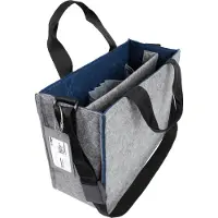 Sigel Laptoptasche Desk Sharing Bag Bicolor M, für Laptops bis 15,4″, 2 große Fächer/2 Seitenfächer, Tragegriffe, Schultergurt, Kunstfilz, dunkelblau-grau
