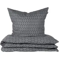 Schiesser Bettwäscheset Drops | Grafikprint | Feinbiber | 2-teilig | 100% Baumwolle | Kuschelweich | YKK-Reißverschluss | 135x200 cm + 80x80 cm | Grau