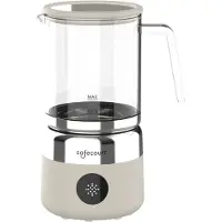 Safecourt Kitchen Glas-Milchaufschäumer - Elektrischer Milchaufschäumer - Glaskanne & PFAS-frei - Spülmaschinenfest - Beige