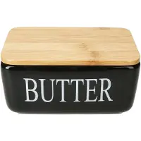 MamboCat RENI Butterdose schwarz mit Bambusdeckel aus Keramik - 99881*****Standort: Regal T3 /// Platz 210