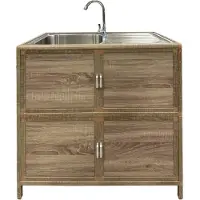 HTI Outdoorspüle Gerti L Sonoma Holzoptik 83x82x43 cm (BxHxT) mit Kaltwasserhahn und Stauraum
