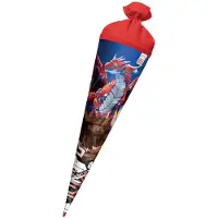 Roth Motiv-Schultüte Robo Drache, rund, 700 mm, Folie mit Tüllverschluss und Folie, mit stabiler -Spit