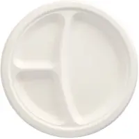 Papstar 50 Teller, Zuckerrohr `pure` 3-geteilt Ø 23 cm · 2 cm weiss