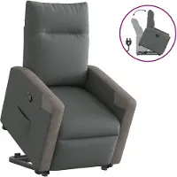 vidaXL Relaxsessel mit Aufstehhilfe Dunkelgrau Stoff