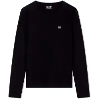 Emporio Armani für Damen. 7W000456_AF10373 Schwarzes Langarm-T-Shirt aus Rippenstrick (M), Lässig, Baumwolle