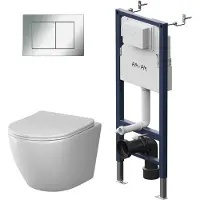 AM.PM WC Set Wand WC Vorwandelement Drückerplatte Toilette mit Spülkasten Komplett IIS90251.LA1900 Prime Fit