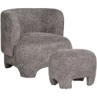 Ebuy24 Sessel Nazare in Grau mit Pouf, Abmessungen: 77 cm (B) x 72 cm (H) x 77 cm (T)