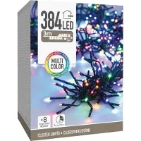 Koopman LED-Clusterlichterkette Büschel bunt, 384 LEDs, schwarzes Kabel, Innen/Außen, 6m