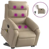 vidaXL Massagesessel mit Aufstehhilfe Elektrisch Cappuccino Kunstleder