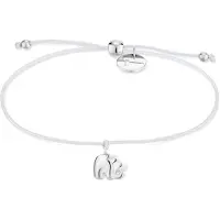 Tamaris Armband "Schmuck Geschenk Edelstahl Textil Armkette Little Elephant", bunt (silberfarben, weiß), Armbänder, Damen, 24cm, Edelstahl Textil, Edelstahl, Textil, Armband