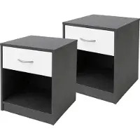 HTI Nachtschrank 2er Set Nina Beton Weiss