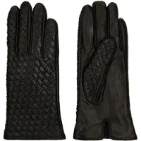 Manfield Schwarze Lederhandschuhe mit Details | Größe L