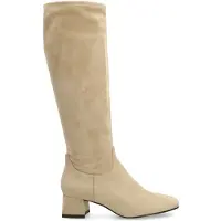 Manfield Beigefarbene Stretch-Stiefel mit Absatz | Größe 42