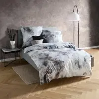 Fleuresse Mako-Satin Bettwäsche Bed Art S Jette grau braun 200x200 cm + 2x 80x80 cm - grau;braun