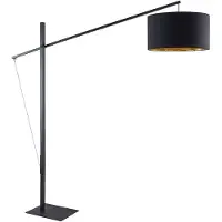 Arcchio Bogenstehleuchte Mossa, 200 cm, schwarz-gold, Textil