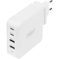 Digitus 4-Port Universal USB-Ladeadapter, USB-C / USB A, 100 W, GaN, Drinnen, AC, 20 V, Weiß