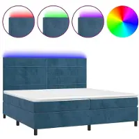 Syfax Boxspringbett mit Matratze & LED Dunkelblau 200x200 cm Samt