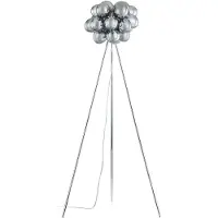 LUCANDE Stehleuchte Diborah, rauchgrau, Glas, 150 cm, G9