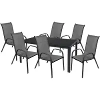 Mojawo Gartengarnitur Sitzgarnitur 7-teilig 180x90cm Aluminium / Non-Wood