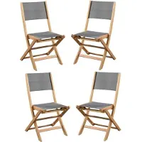 Bigbuy Akazien Graue Gartenstühle - 4-teiliges Set