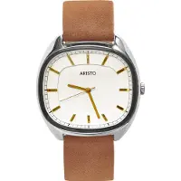 Aristo - Bicolor / Weiß / Braun - Quarz Herrenuhr mit Lederarmband - 2H15-L