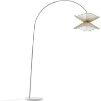 LINDBY Bogenlampe Valdorin , creme / amber, für Wohn- / Esszimmer, Papier / Lunolit / Lunopal, Landhaus / Rustikal, Stehlampe